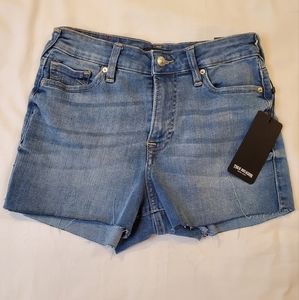 True Religion Maise High Rise Raw Hem Medium Wash Denim Shorts Size‎ 27 NWT